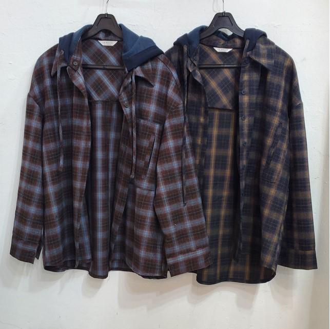 탐보이후드배색체크스트링남방