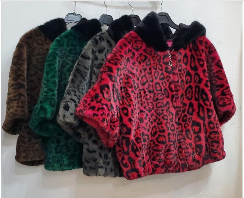 호피밍크후드6부코트