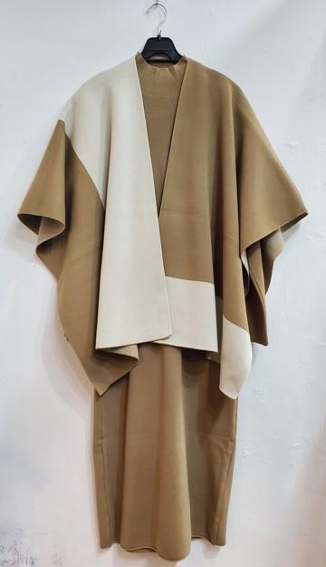 숄배색원피스세트