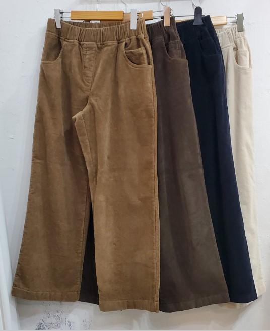 자체)코듀루이잔골일자통바지(전체허리밴딩)