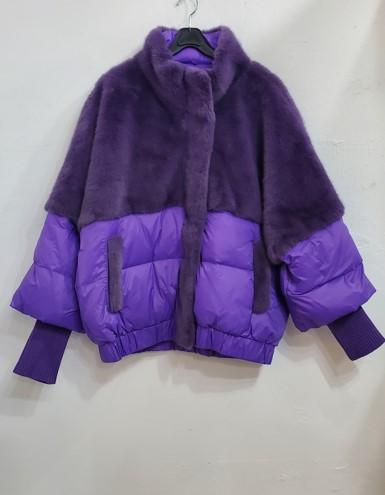 밍크카라퍼배색오리털패딩