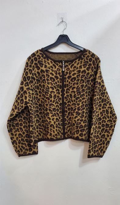 호피라운드니트집업자켓