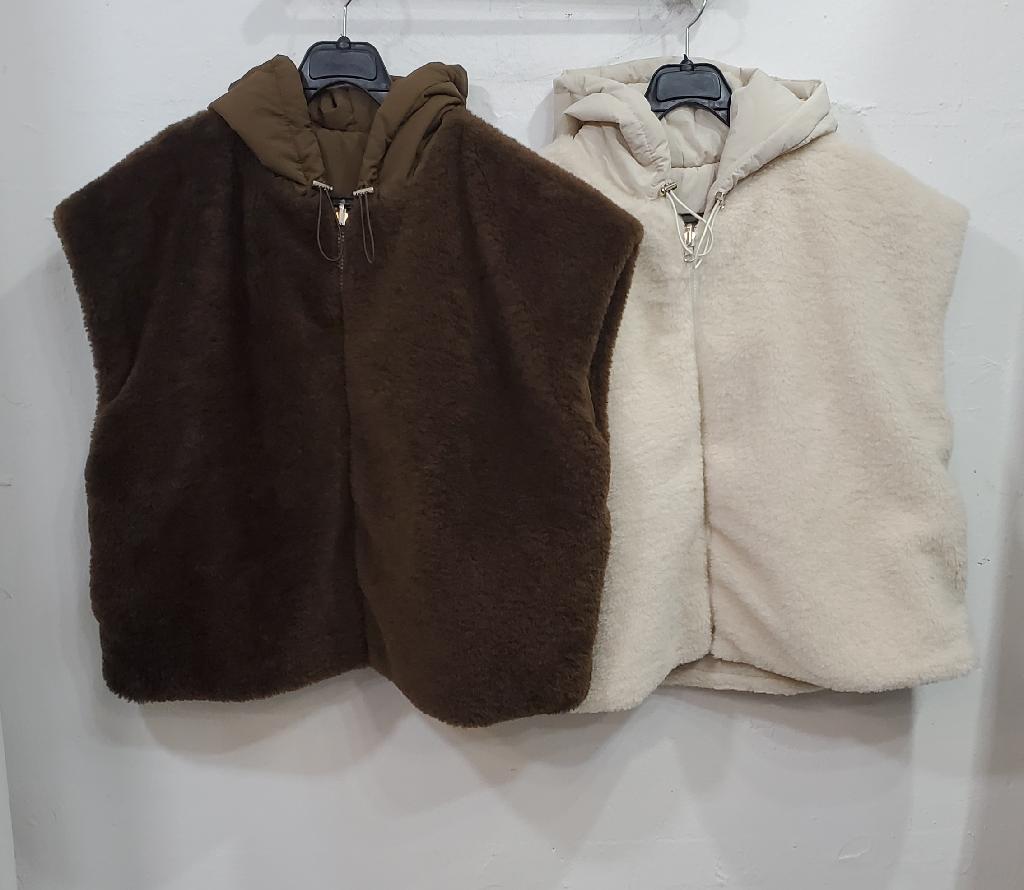 양털리버시블후드스트링조끼