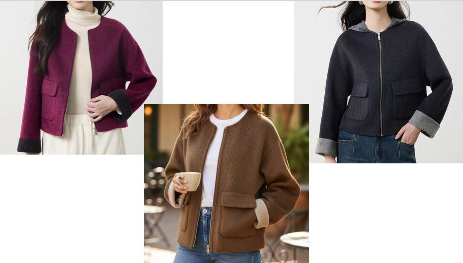 울라운드포켓배색자켓