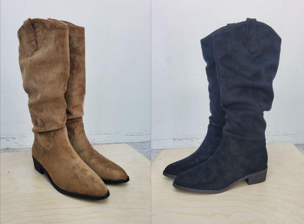 스웨이드미드주름부츠