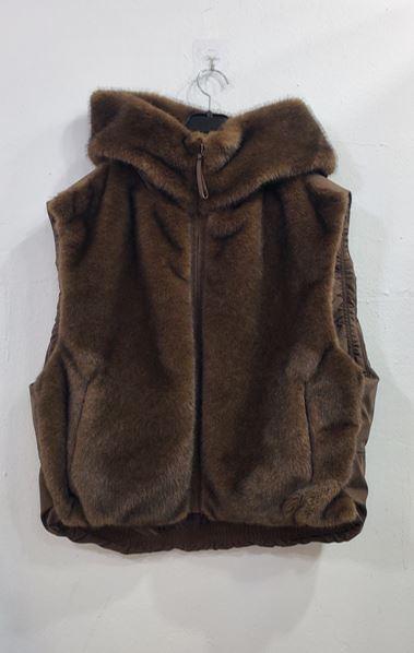 (브라운)앞후드페이크밍크집업조끼(버전2) 