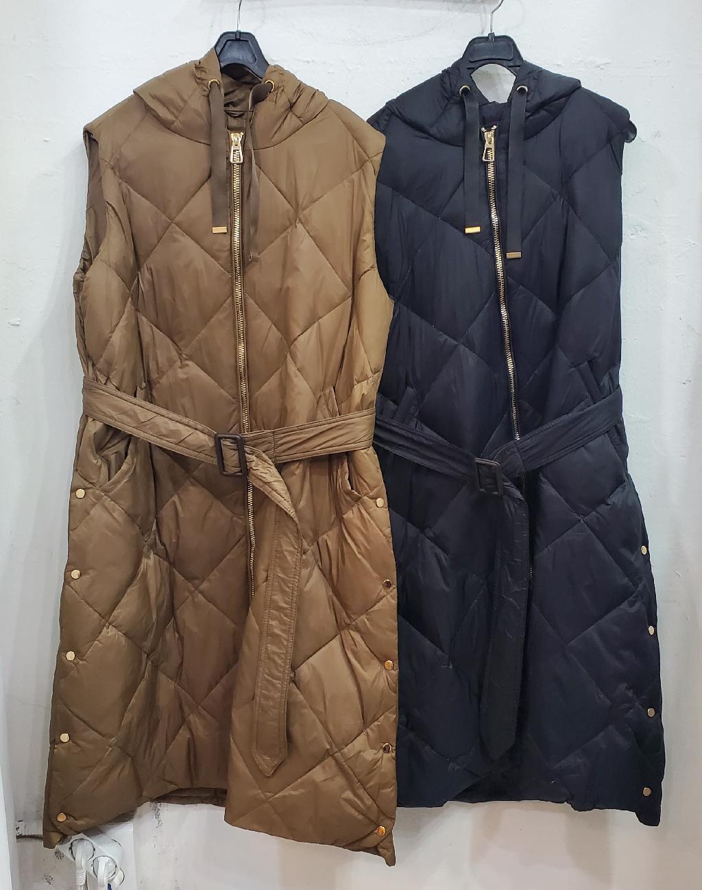 막스퀼팅롱오리후드조끼