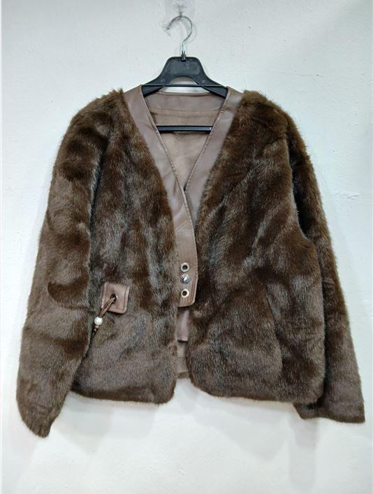 (진주장식)레자배색브이넥밍크자켓