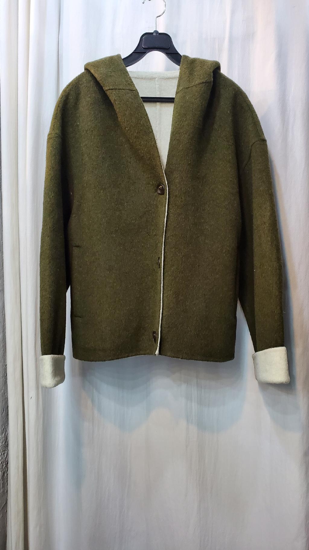 핸드메이드배색단추후드자켓