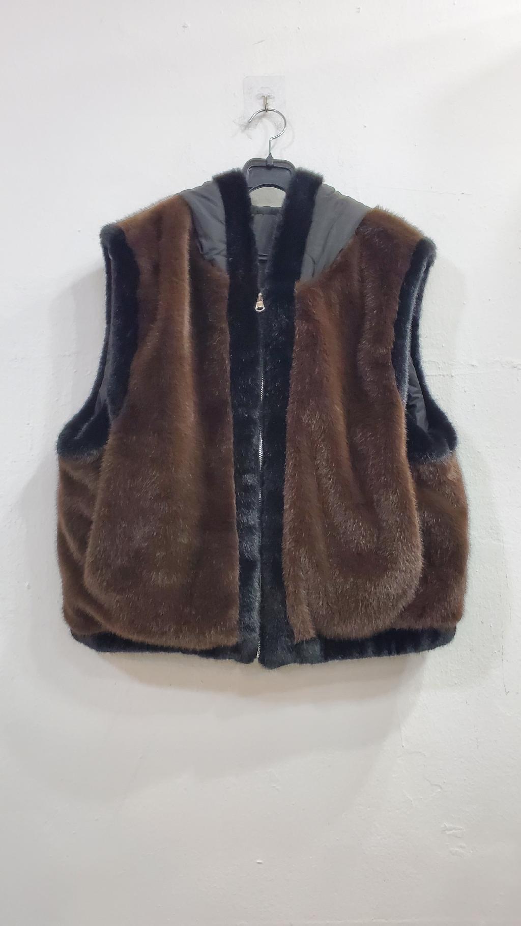 배색밍크후드조끼(리버시블)