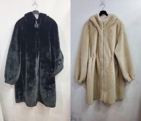 밍크집업후드롱코트