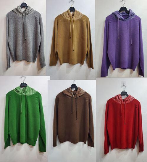 울캐시패딩후드긴팔니트