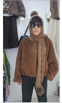 양면무스탕울방울모자세트