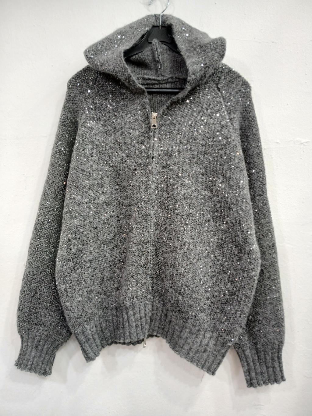 후드메탈릭집업가디건