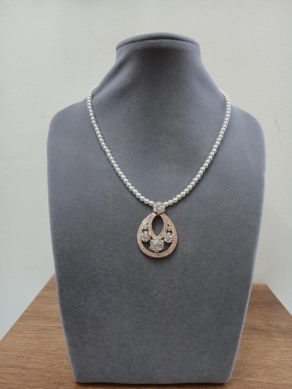 물방울큐빅펜던트진주목걸이