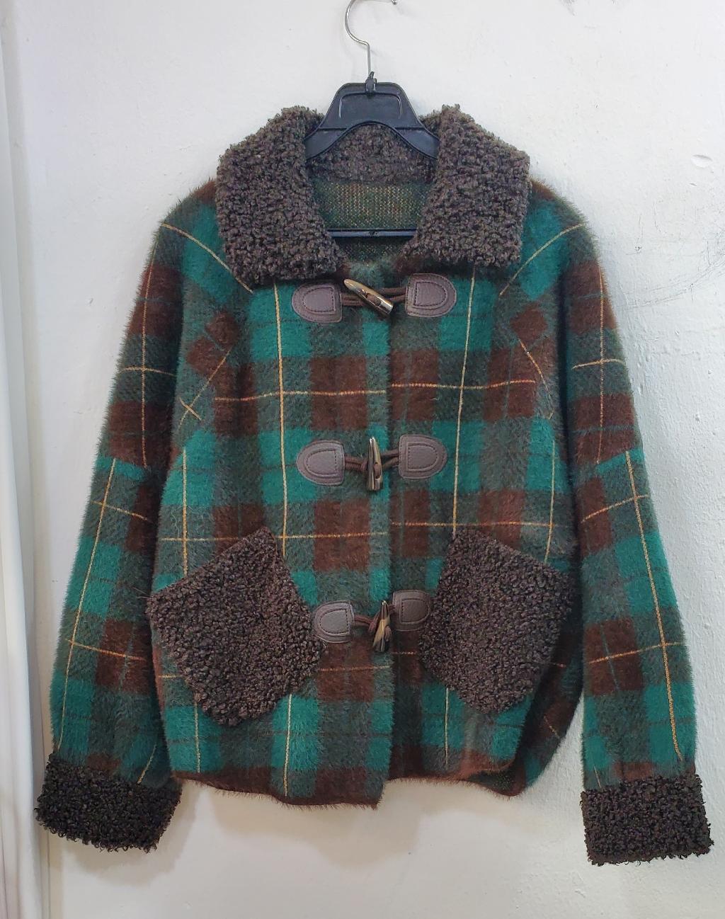 이자벨체크뽀글이카라자켓