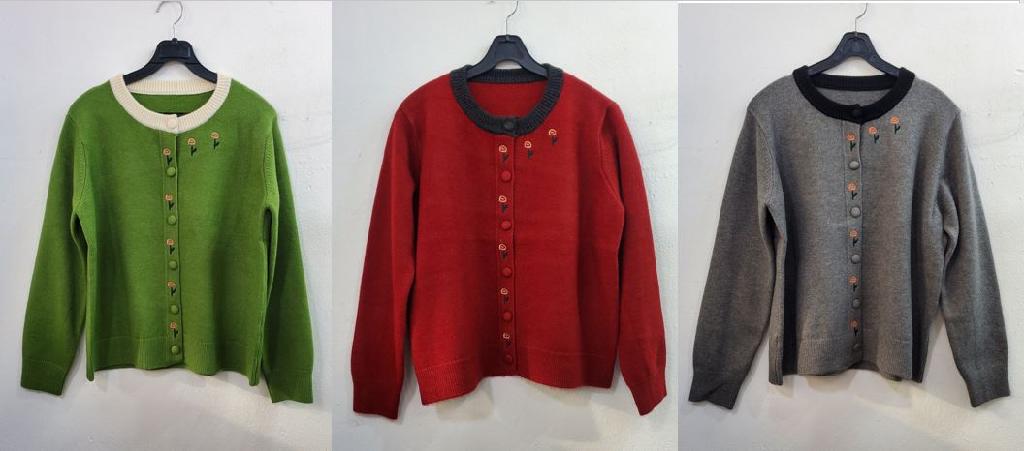 꽃자수배색가디건