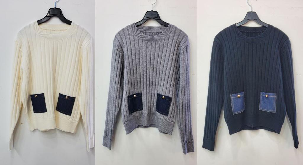 진포켓큰골지니트