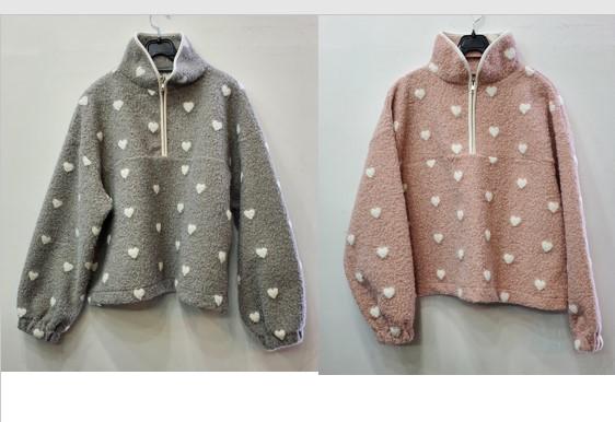 하트뽀글이하프집업점퍼