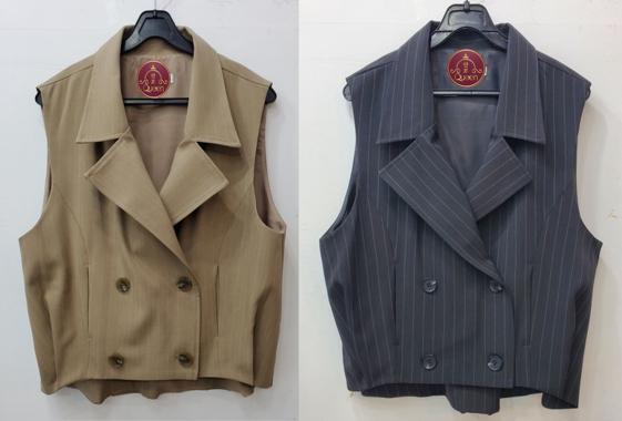 스트라이프)더블단추숏조끼