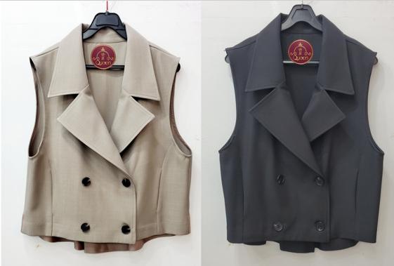 버*더블단추숏조끼(뒷맞주름)