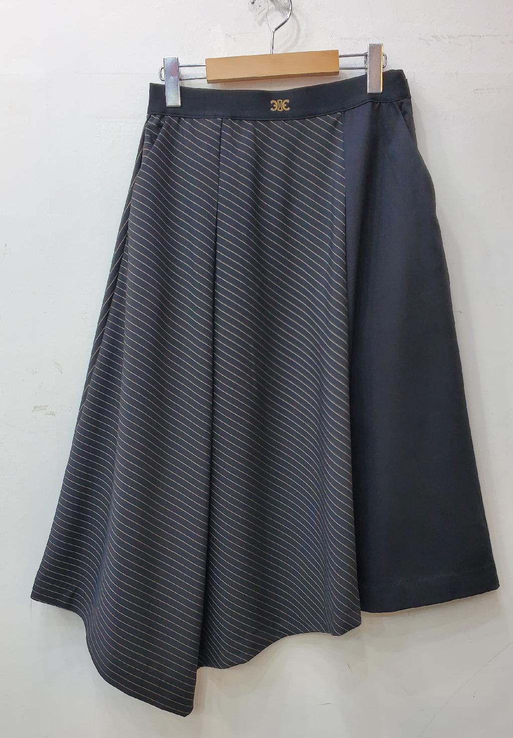 사선배색스커트