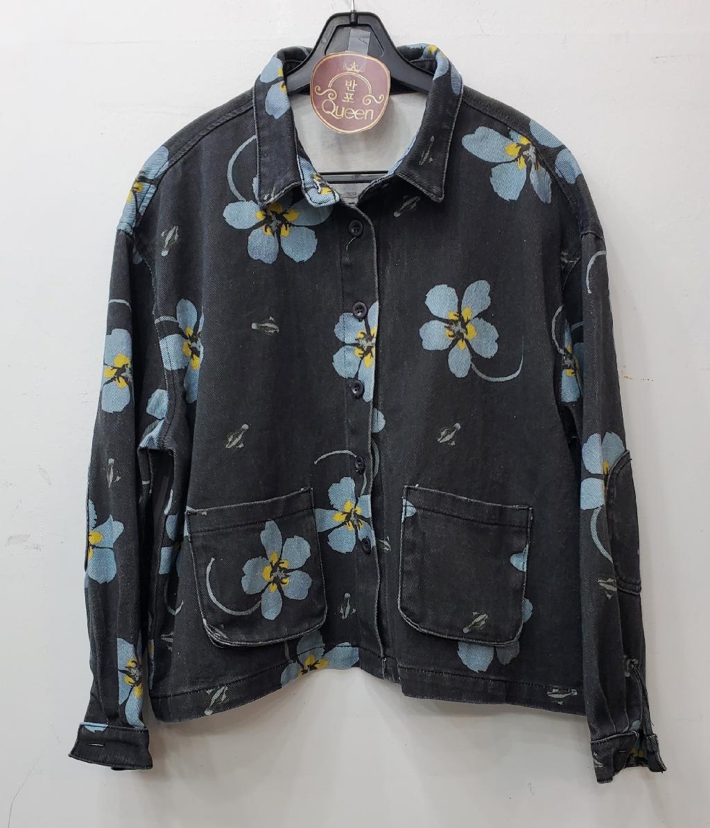 플라워데님자켓(흑청