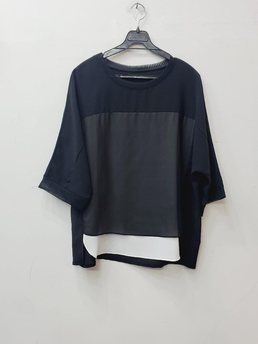 허리배색블라우스